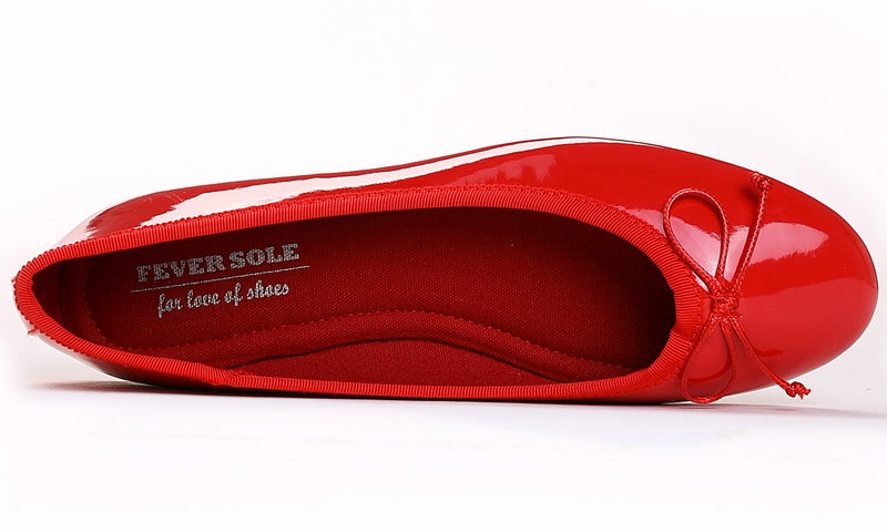 FEVERSOLE Women's Macaroon Colorful Memory Foam Cushion Insock Patent Ballet Flat Red Size 9 M US - Image 5